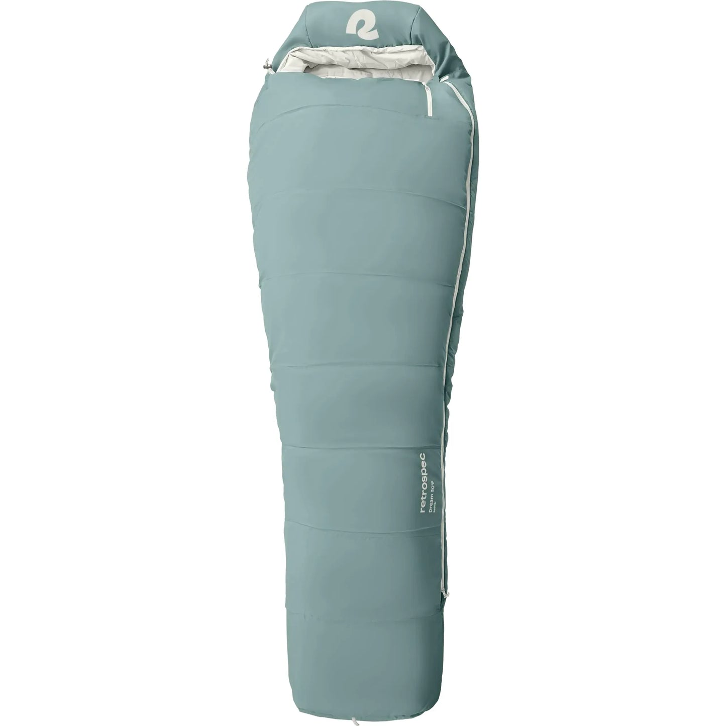 Blue mummy sleeping bag with hood, camping and hiking gear for outdoor adventures