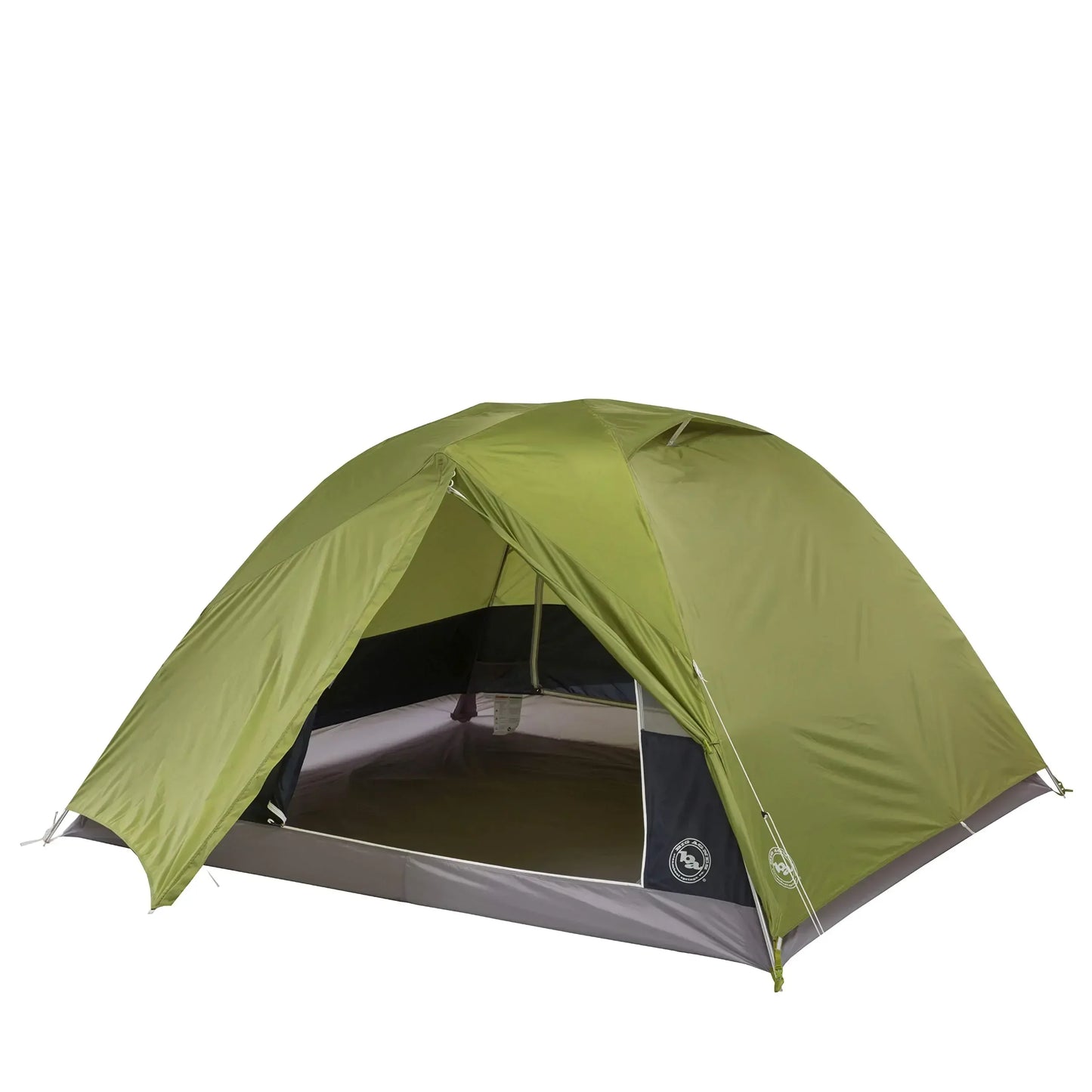 Durable green camping tent for outdoor adventures and hiking gear on white background