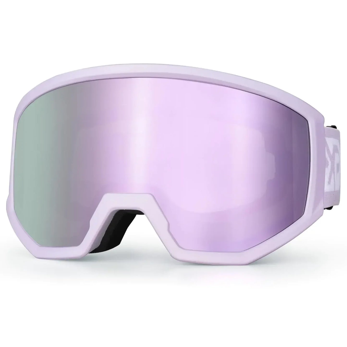 Reflective purple outdoor sports goggles with wide lens, ideal for camping and hiking gear