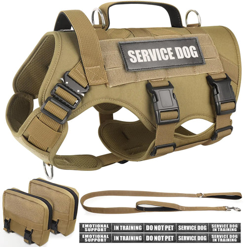 WINSEE Tactical Canine Harness & Leash Set with Service Patches