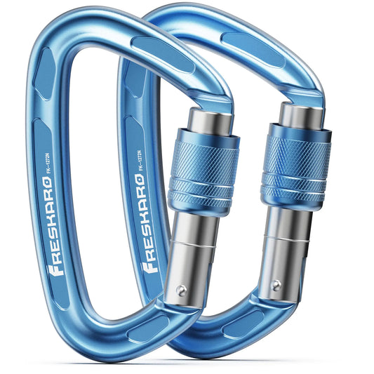 FresKaro UIAA 25kN Aluminum 4" Screw Lock Carabiners 2-Pack