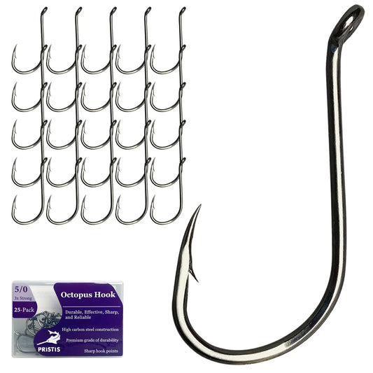 Pristis Octopus Fish Hooks 25-Pack High Carbon Steel