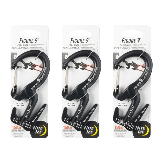 Nite Ize Heavy-Duty Figure 9 Carabiner - Rope & Cord Tightener - Large 3-Pack